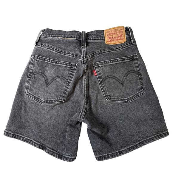 Levis 501 Mid Thigh Black Shorts Womens 25 Button Fly High Rise 5.5" Inseam - Picture 2 of 13